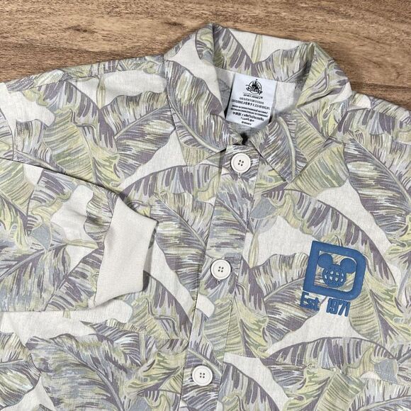 NWT Disney Spirit Jersey Floral Button Front Men's Small Linen Blend LS Shirt - Picture 3 of 15